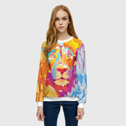Женский свитшот 3D Акварельный лев - фото 2