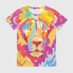 Женская футболка 3D Акварельный лев