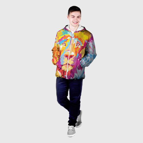 Мужская куртка 3D Акварельный лев, цвет 3D печать - фото 3