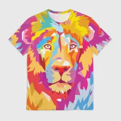 Мужская футболка 3D Акварельный лев