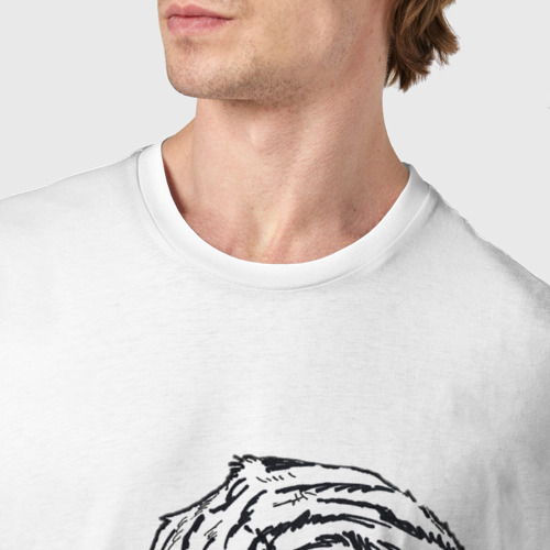 Мужская футболка хлопок Тигр, цвет белый - фото 6