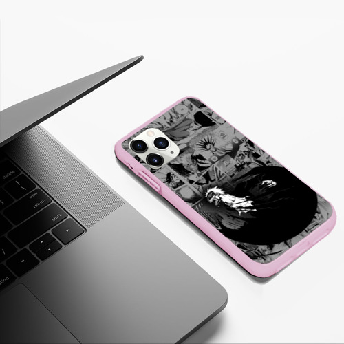 Чехол для iPhone 11 Pro Max матовый Блич серый паттерн, цвет розовый - фото 5