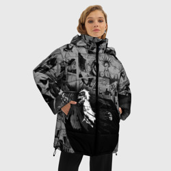 Женская зимняя куртка Oversize Блич серый паттерн - фото 2