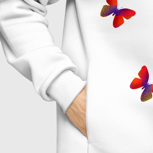 Мужское худи Oversize хлопок Бабочки , цвет белый - фото 8
