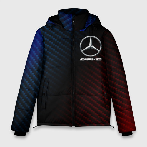 Мужская зимняя куртка 3D с принтом Mercedes Мерседес, вид спереди #2