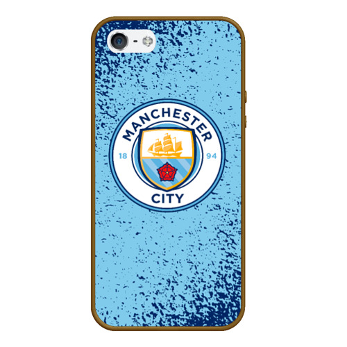 Чехол для iPhone 5/5S матовый Manchester city, цвет коричневый