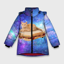 Зимняя куртка для девочек 3D Кот в космосе