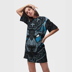 Платье-футболка 3D Дикий медведь с узорами славянский - фото 2