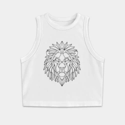Женская укороченная майка-топ хлопок Геометрический Лев