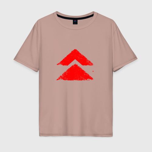 Мужская футболка хлопок Oversize с принтом Ghost of Tsushima Red Logo (Z), вид спереди #2