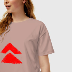Женская футболка хлопок Oversize Ghost of Tsushima Red Logo - фото 2