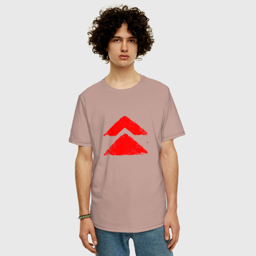 Мужская футболка хлопок Oversize с принтом Ghost of Tsushima Red Logo (Z), фото на моделе #1