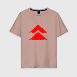 Женская футболка хлопок Oversize Ghost of Tsushima Red Logo
