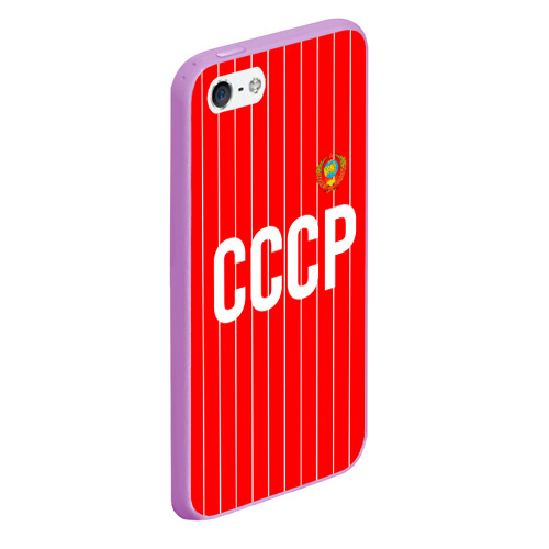 Чехол для iPhone 5/5S матовый Форма сборной СССР, цвет сиреневый - фото 3