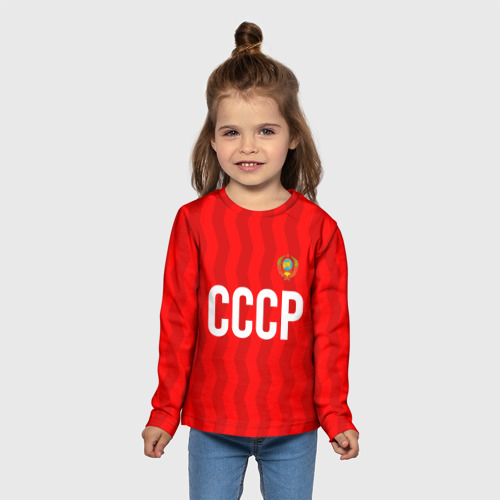 Детский лонгслив 3D с принтом Форма сборной СССР, вид сбоку #3