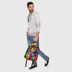Рюкзак с принтом Лев Artistic Art для любого человека, вид спереди №5. Цвет основы: белый