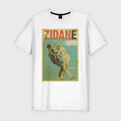 Мужская приталенная футболка из хлопка с принтом Зидан, вид спереди №1