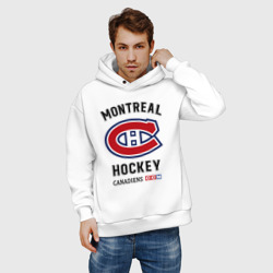 Худи с принтом Montreal Canadiens для мужчины, вид на модели спереди №2. Цвет основы: белый