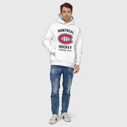 Худи с принтом Montreal Canadiens для мужчины, вид на модели спереди №4. Цвет основы: белый