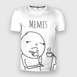 Мужская футболка 3D Slim Memes - задумчивый