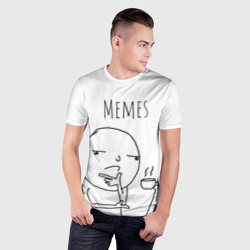 Мужская футболка 3D Slim Memes - задумчивый - фото 2