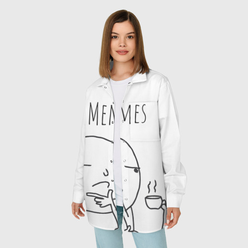 Женская рубашка oversize 3D Memes, цвет белый - фото 3