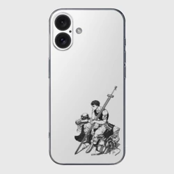 Чехол для iPhone 16 силиконовый с защитой камеры Берсерк сидит