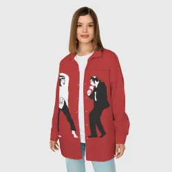 Женская рубашка oversize 3D Криминальное чтиво - танец Мии - фото 2