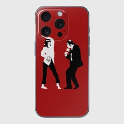 Чехол для iPhone 15 Pro силиконовый с защитой камеры Криминальное чтиво - танец Мии