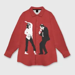 Женская рубашка oversize 3D Криминальное чтиво - танец Мии