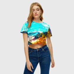 Женская футболка Crop-top 3D Японские горы - фото 2