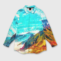 Женская рубашка oversize 3D Японские горы
