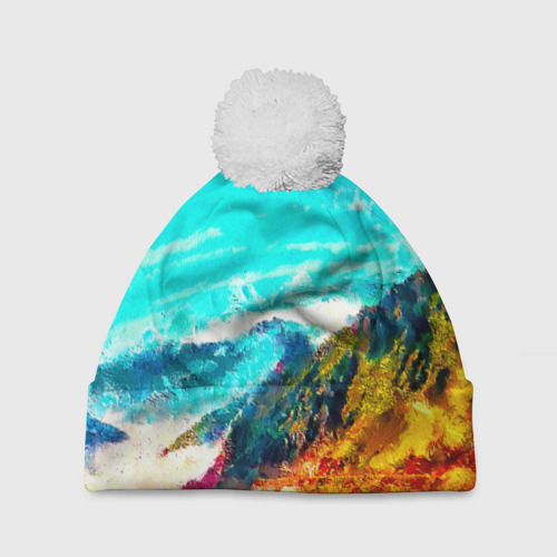 Шапка 3D c помпоном Японские горы, цвет 3D печать