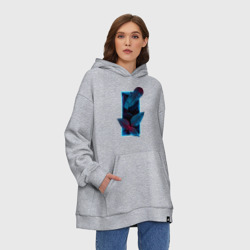 Худи SuperOversize хлопок Неновые листья цветов - фото 2