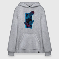 Худи SuperOversize хлопок Неновые листья цветов