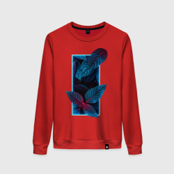 Женский свитшот хлопок Неновые листья цветов