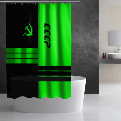 Штора 3D для ванной СССР black-green - фото 3