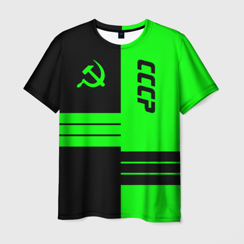 Мужская футболка 3D СССР black-green, цвет 3D печать