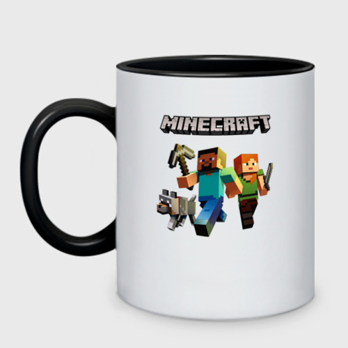Кружка двухцветная с принтом Minecraft, вид спереди #2