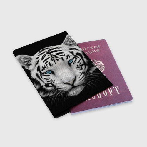Обложка для паспорта матовая кожа тигр, цвет черный - фото 3