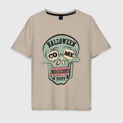 Мужская футболка хлопок Oversize Halloween Skull Retro