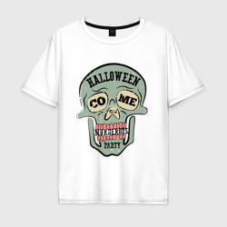Мужская футболка хлопок Oversize Halloween Skull Retro