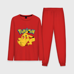 Мужская пижама с лонгсливом хлопок Pokemon Pickachu
