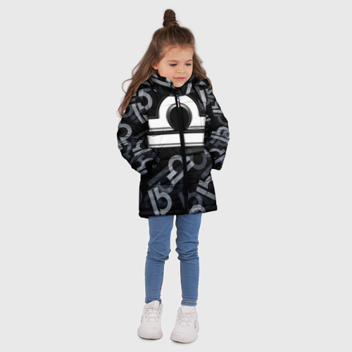 Зимняя куртка для девочек 3D Знак Весы Libra, цвет светло-серый - фото 5