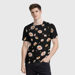 Мужская футболка 3D Ромашки в ночи - фото 2