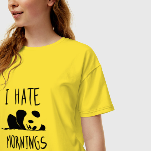 Женская футболка хлопок Oversize Ненавижу утро, цвет желтый - фото 3