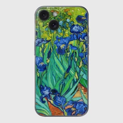 Чехол для iPhone 15 силиконовый с защитой камеры Ирисы Ван Гога