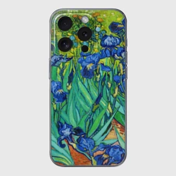 Чехол для iPhone 15 Pro Max силиконовый с защитой камеры Ирисы Ван Гога