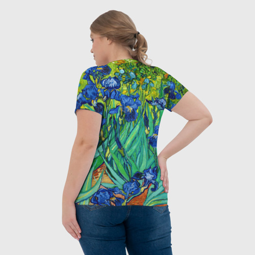 Женская футболка 3D с принтом Ирисы Ван Гога, вид сзади #2