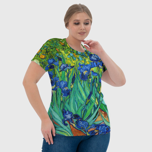 Женская футболка 3D с принтом Ирисы Ван Гога, фото #4